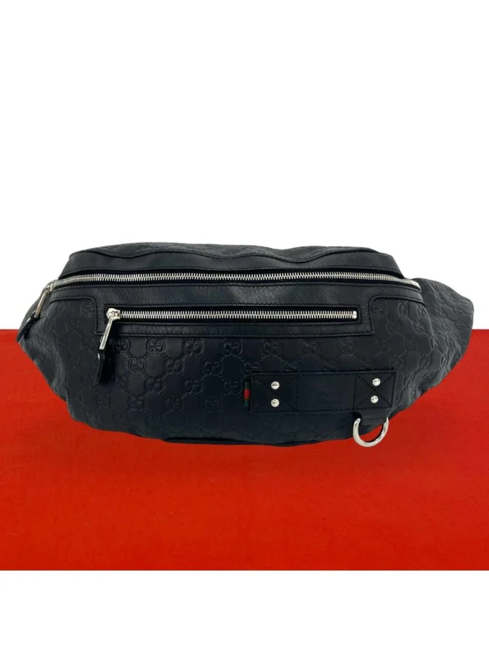 Gucci Almost Guccissima Leather Belt Bag Waist Pouch Black